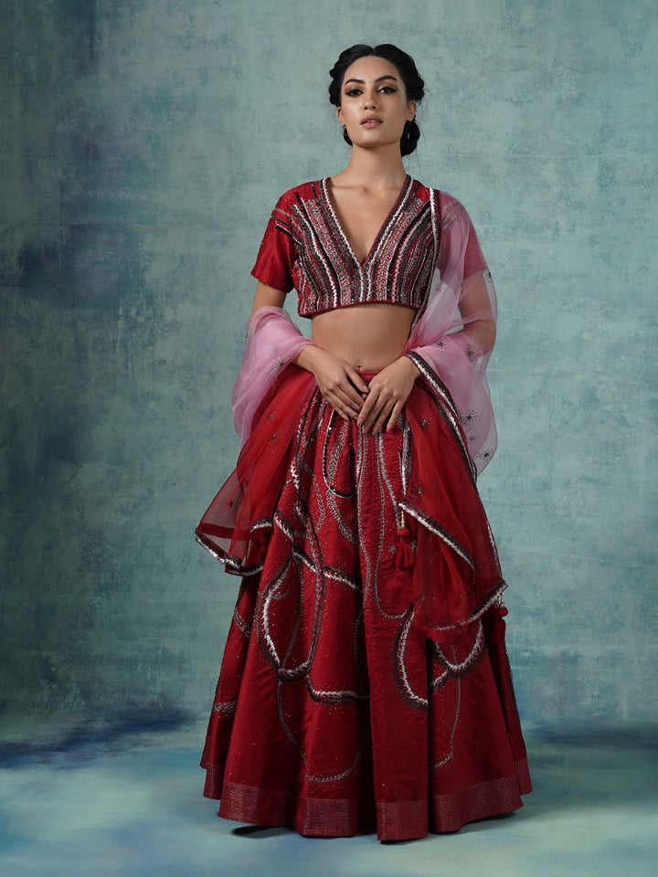 A cotton silk lehenga set with organza Dupatta - samantchauhan Apparel &amp; Accessories