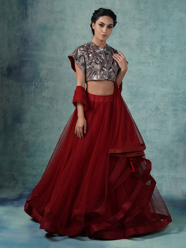 A cotton silk lehenga set with organza Dupatta - samantchauhan Apparel &amp; Accessories