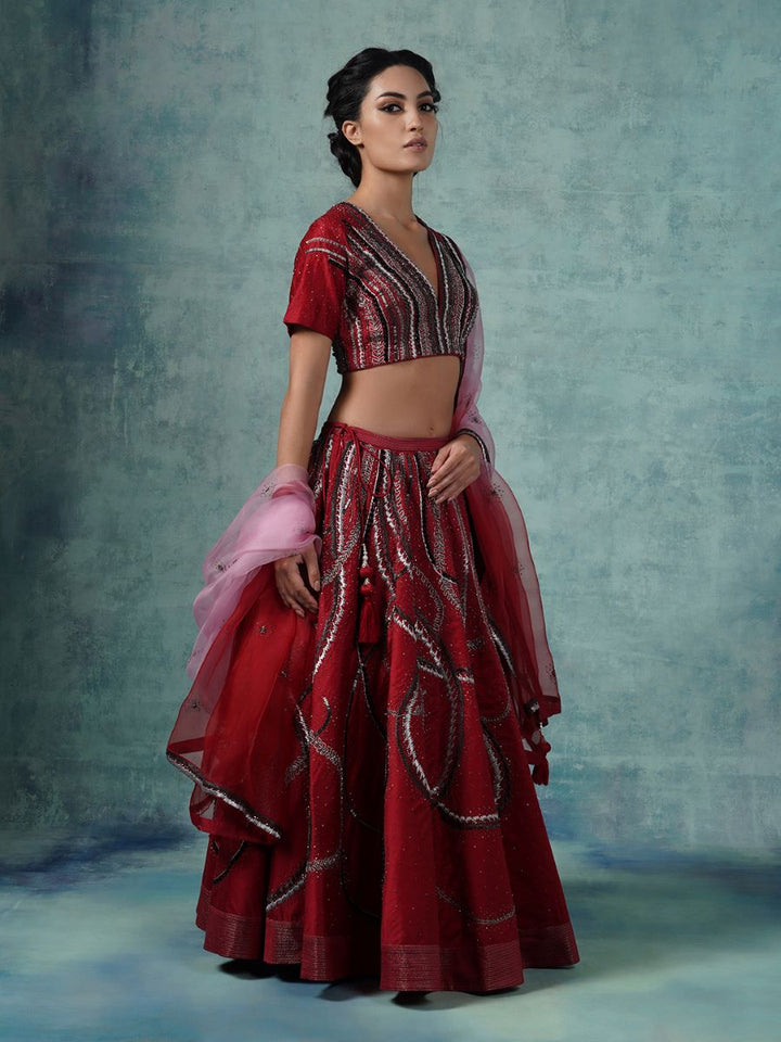 A cotton silk lehenga set with organza Dupatta - samantchauhan Apparel &amp; Accessories