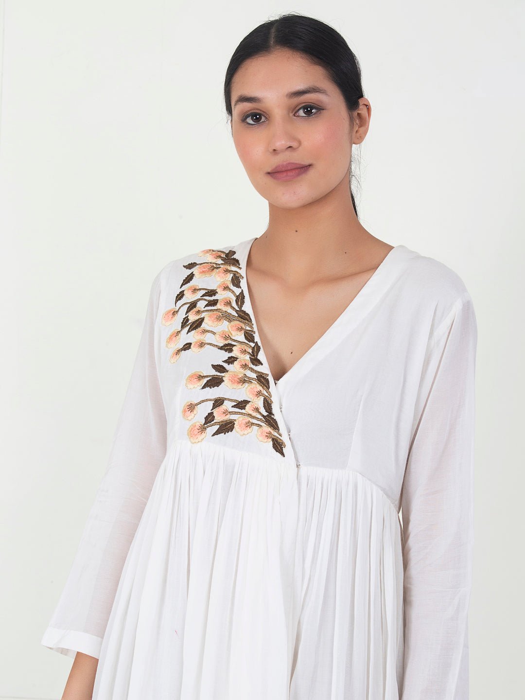 A floor - length white mul - mul anarkali tunic - samantchauhan Apparel & Accessories