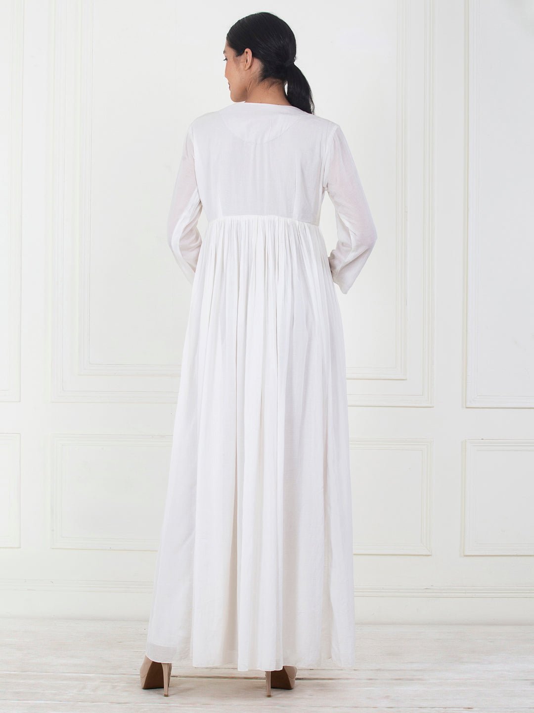 A floor - length white mul - mul anarkali tunic - samantchauhan Apparel & Accessories