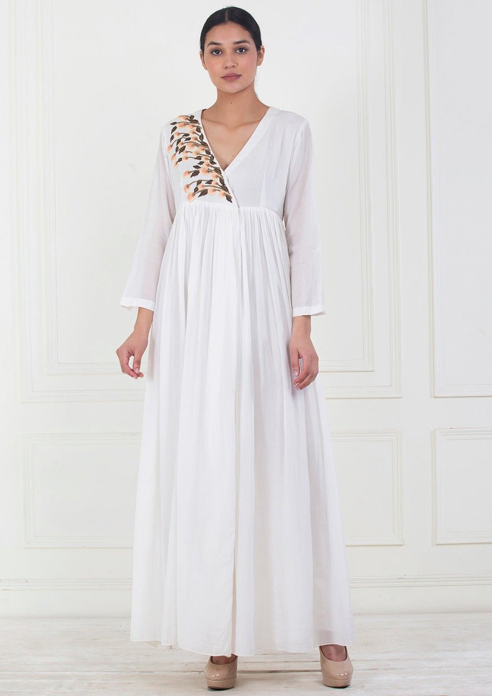 A floor - length white mul - mul anarkali tunic - samantchauhan Apparel & Accessories