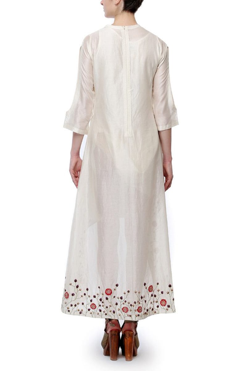 A high - low cotton silk Embroidered Dress - samantchauhan