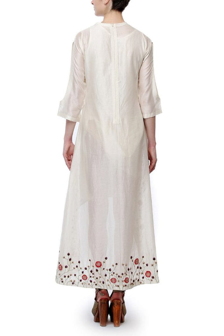 A high - low cotton silk Embroidered Dress - samantchauhan