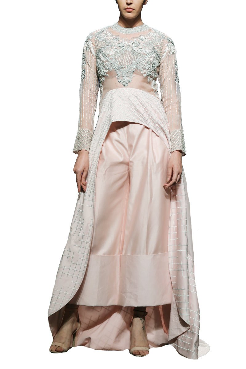 A high - low Long Top & Flared Pants - samantchauhan
