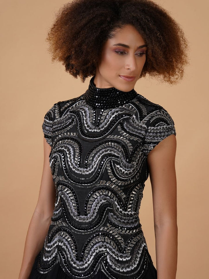 A - line, high - neck gown in cotton silk &amp; net - samantchauhan Apparel &amp; Accessories