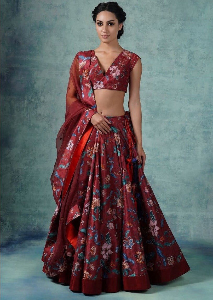 A printed cotton silk lehenga set with organza Dupatta. - samantchauhan Apparel & Accessories