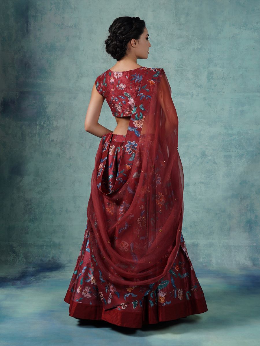 A printed cotton silk lehenga set with organza Dupatta. - samantchauhan Apparel & Accessories