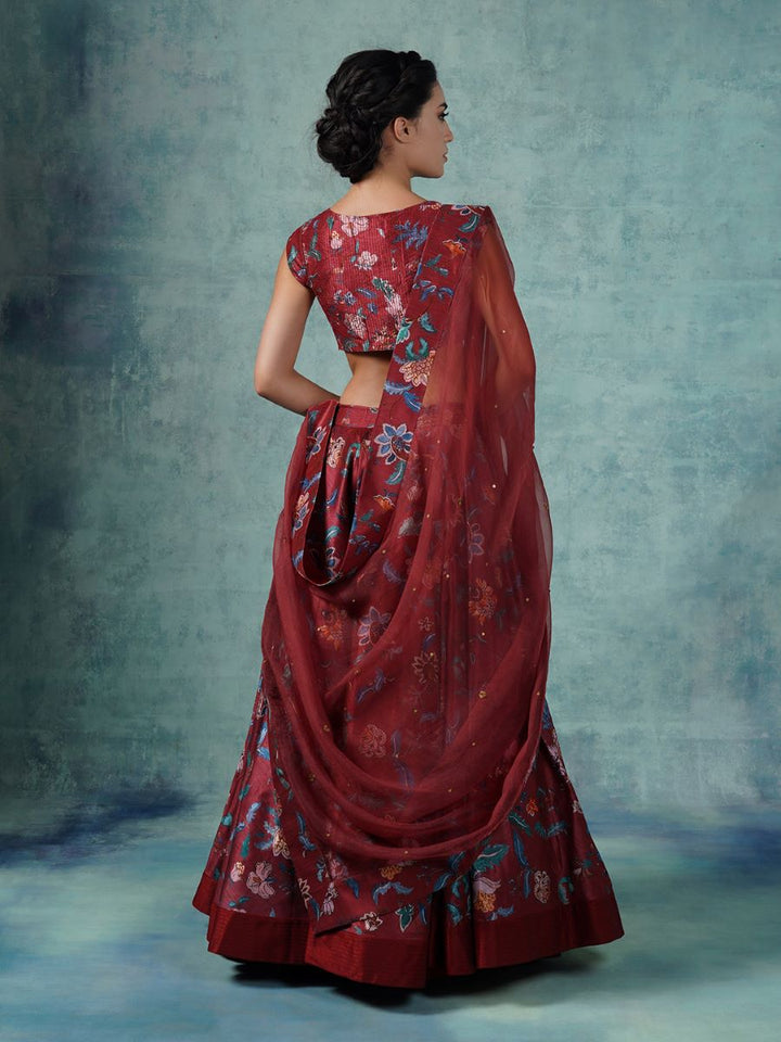 A printed cotton silk lehenga set with organza Dupatta. - samantchauhan Apparel &amp; Accessories