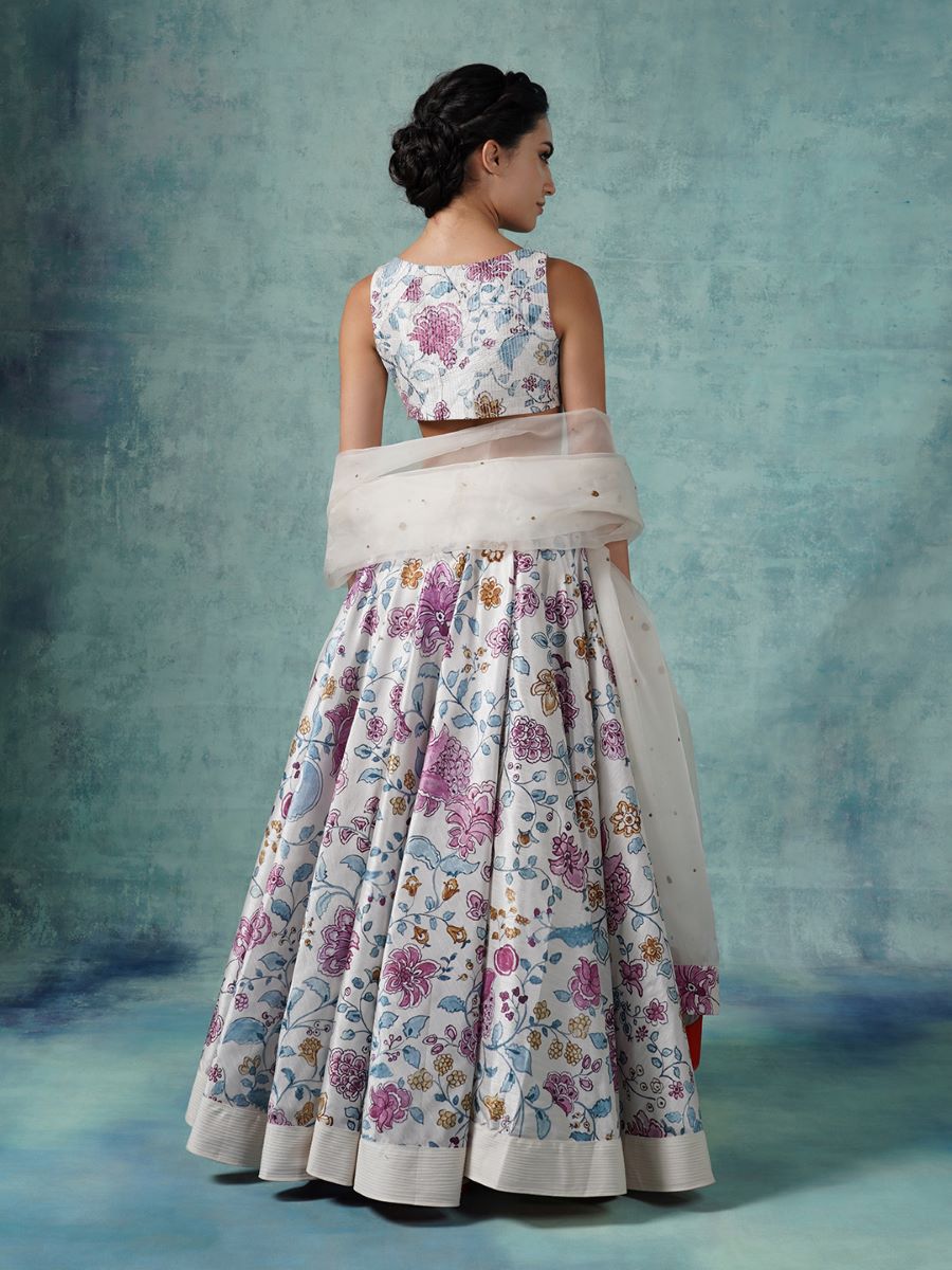 A printed cotton silk lehenga set with organza Dupatta. - samantchauhan Apparel & Accessories