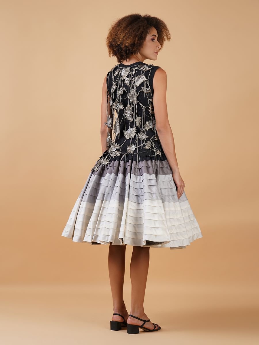 An A - line, knee - length dress made in cotton silk - samantchauhan Apparel & Accessories