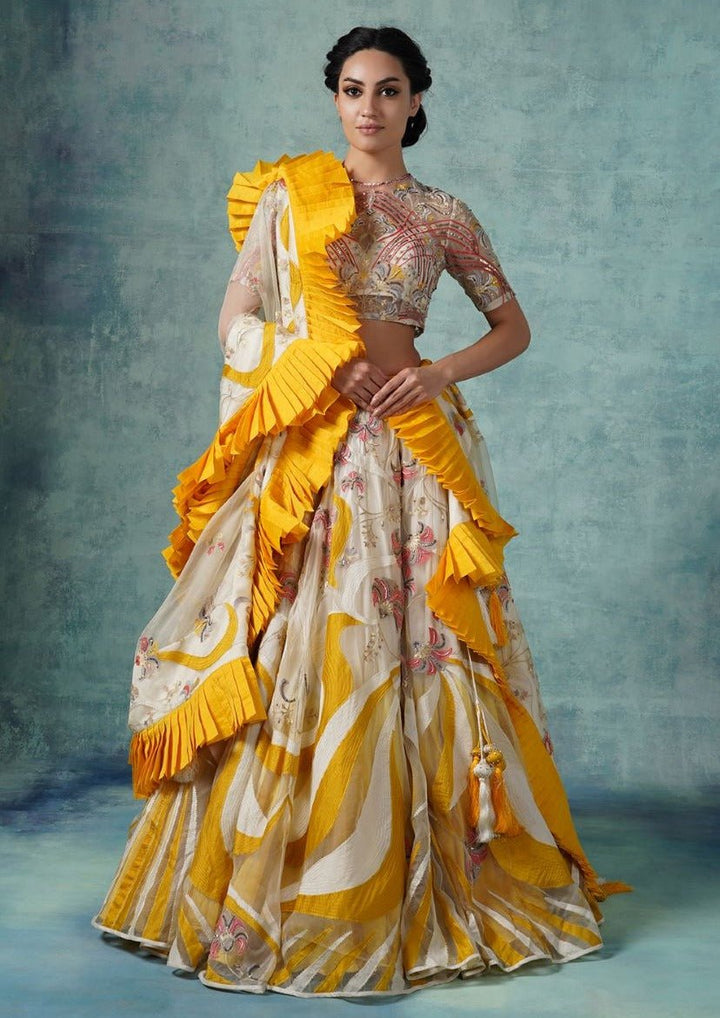 An organza and net lehenga set with organza Dupatta - samantchauhan Apparel &amp; Accessories