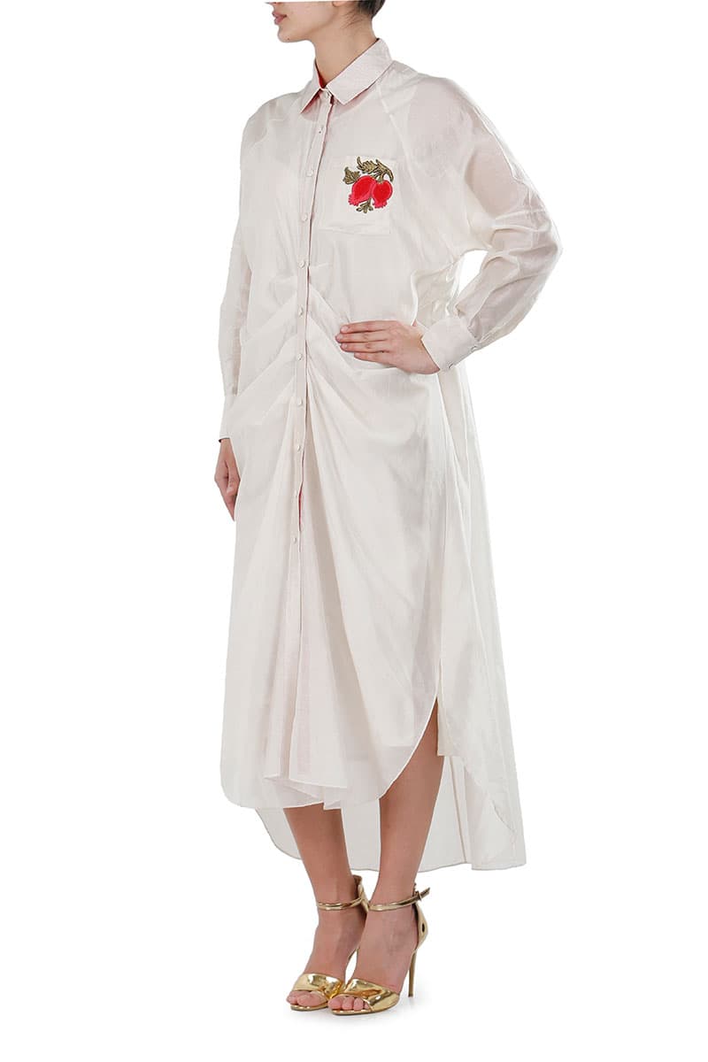 Asymmetric Drape Shirt Dress - samantchauhan
