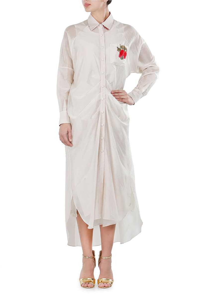 Asymmetric Drape Shirt Dress - samantchauhan