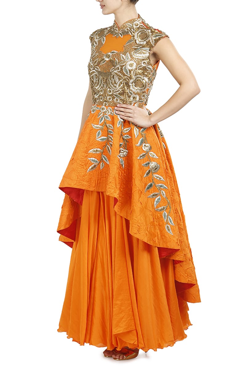 Asymmetric Peplum Embellished Gown - samantchauhan