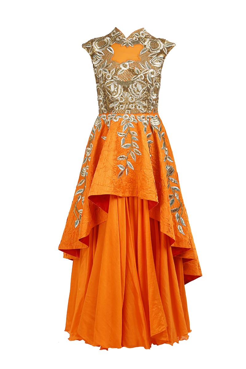 Asymmetric Peplum Embellished Gown - samantchauhan