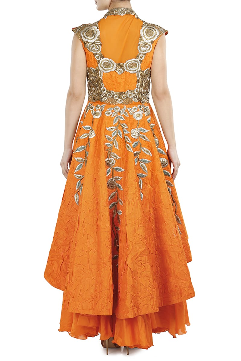 Asymmetric Peplum Embellished Gown - samantchauhan
