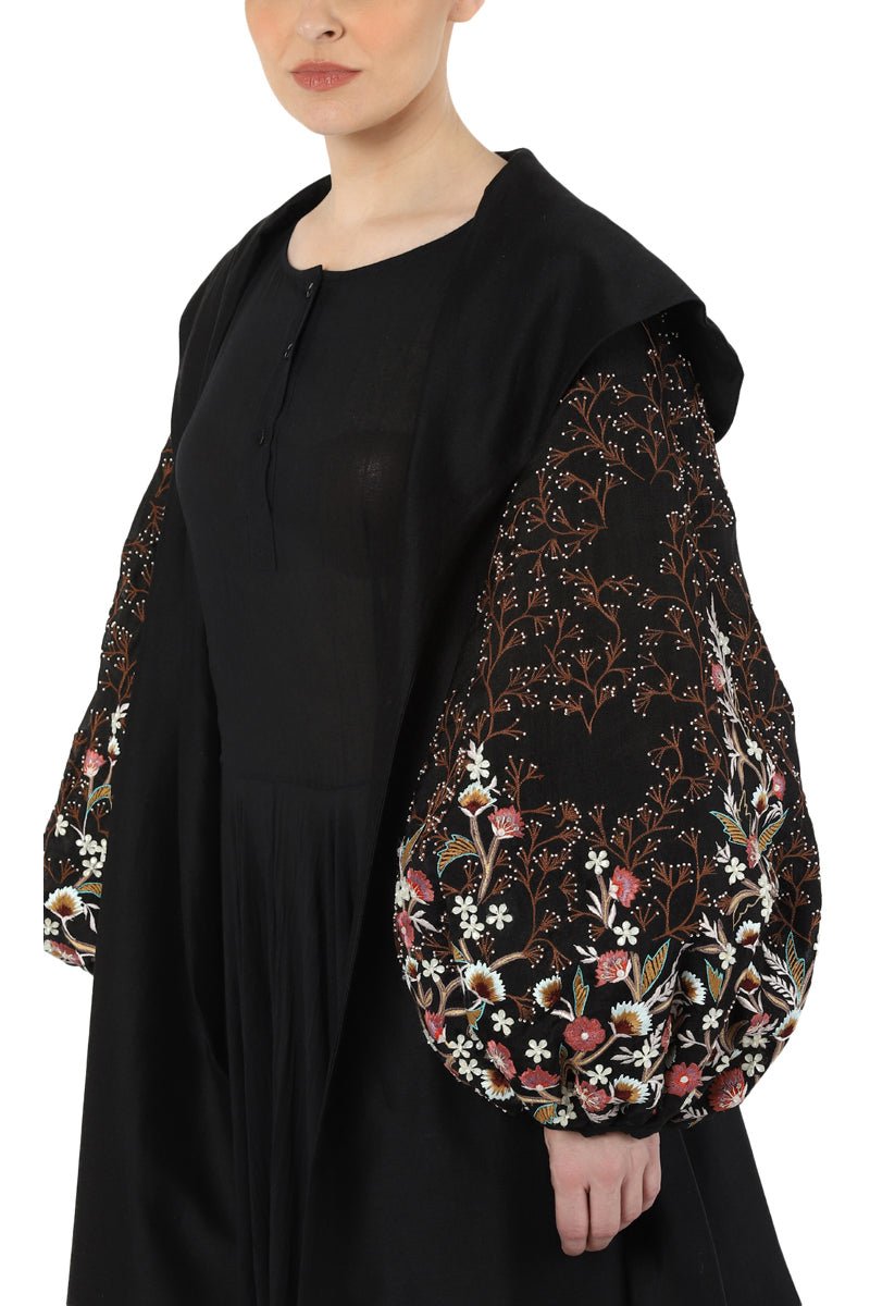 Balloon sleeves jacket dress with a black cotton inner dress - samantchauhan