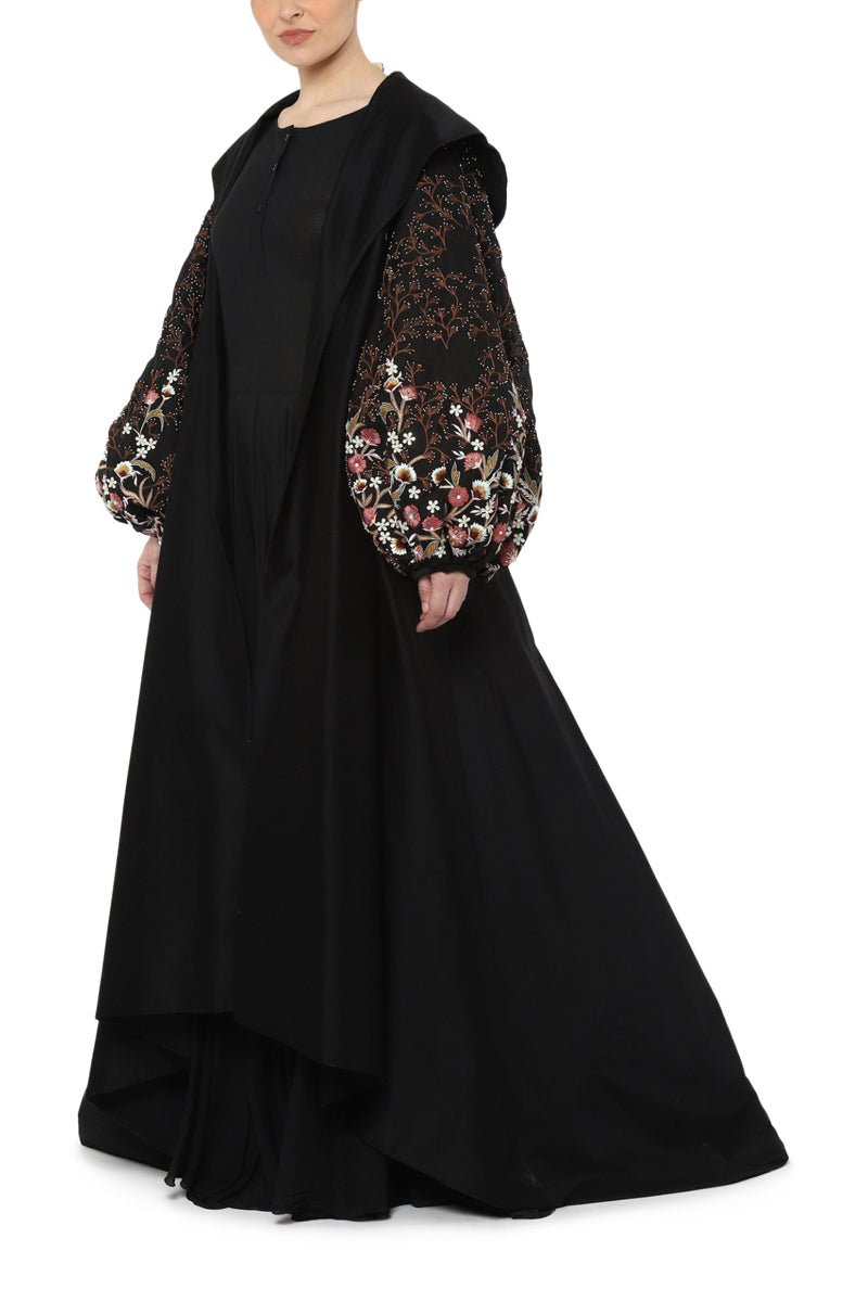 Balloon sleeves jacket dress with a black cotton inner dress - samantchauhan