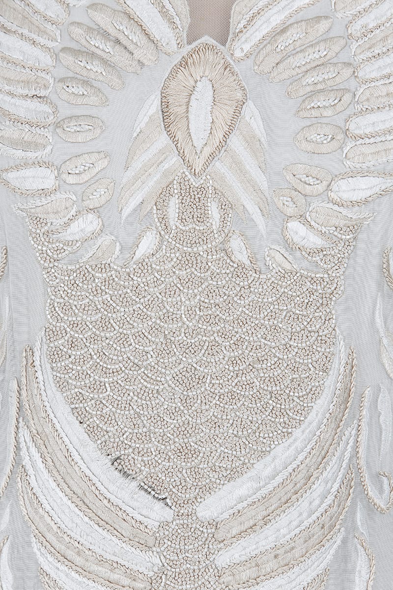 Bird Motifs Embroidered, ankle - length Gown - samantchauhan
