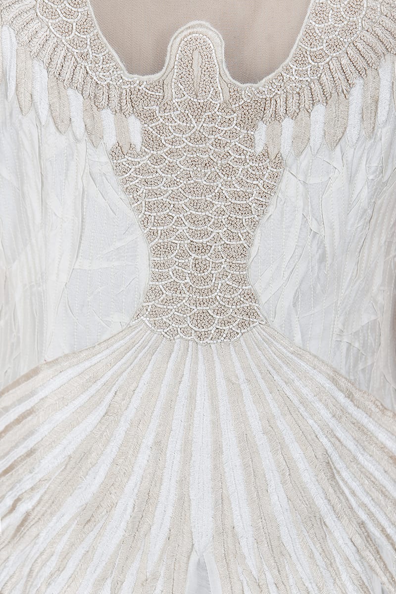 Bird Motifs Embroidered, ankle - length Gown - samantchauhan