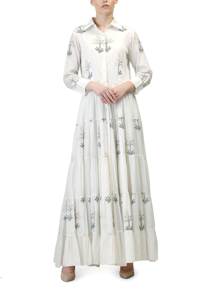 Block Printed Tiered Dress - samantchauhan