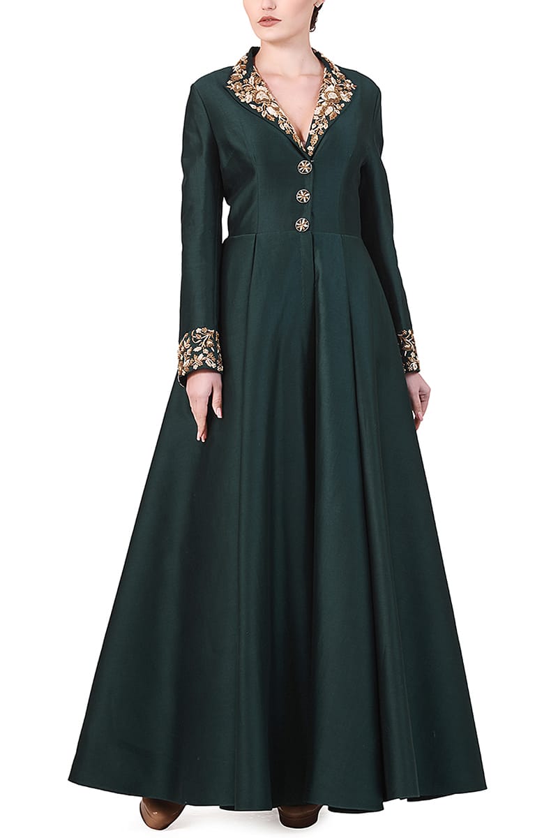 Long Collar Design Collar Embroidered Gown Samant Chauhan Long Collar Design Collar Embroidered Gown Samant Chauhan