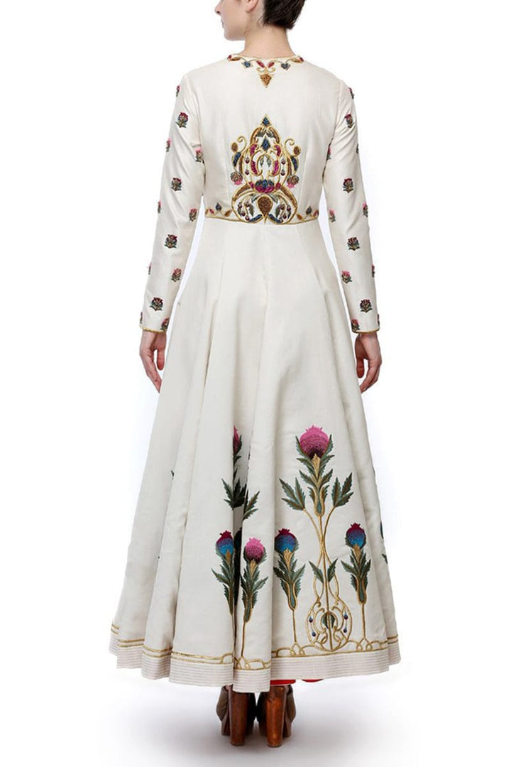 Collared Fit &amp; Flare Embroidered Gown. - samantchauhan