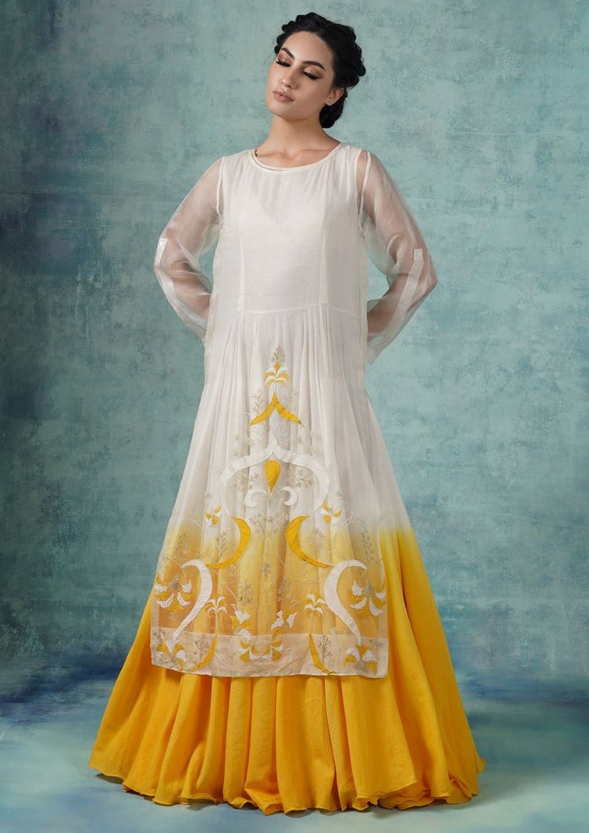 Cotton inner dress with organza shirt - samantchauhan Apparel & Accessories