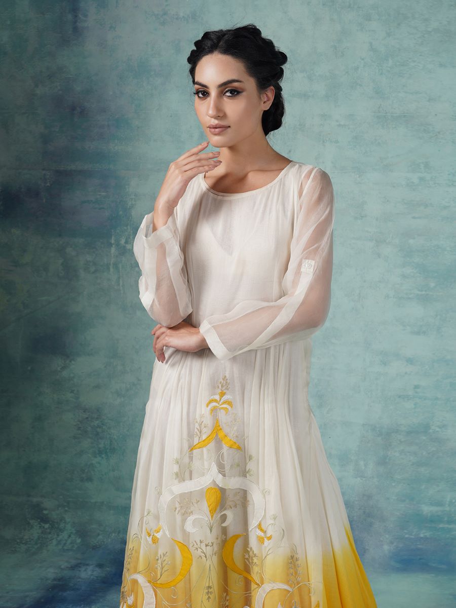 Cotton inner dress with organza shirt - samantchauhan Apparel & Accessories