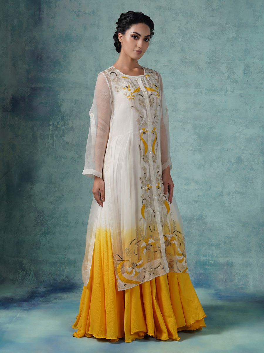 Cotton inner dress with organza shirt - samantchauhan Apparel & Accessories
