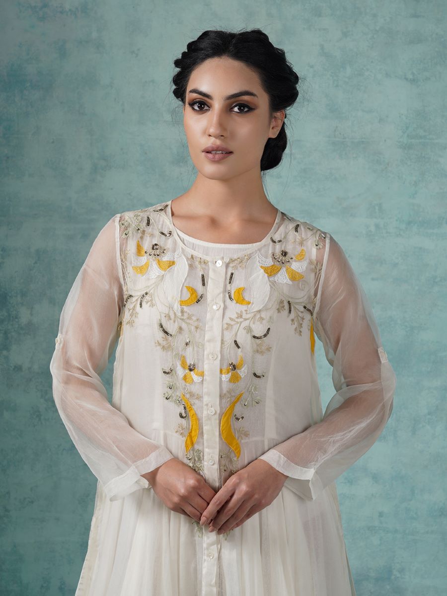 Cotton inner dress with organza shirt - samantchauhan Apparel & Accessories
