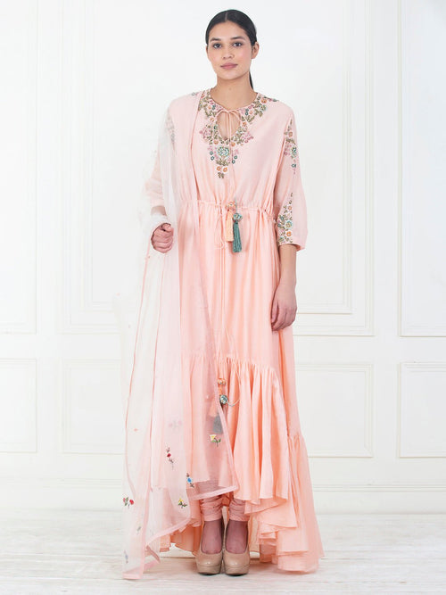 cotton silk anarkali tunic that has an adjustable knot at the waist - samantchauhan Apparel & Accessories