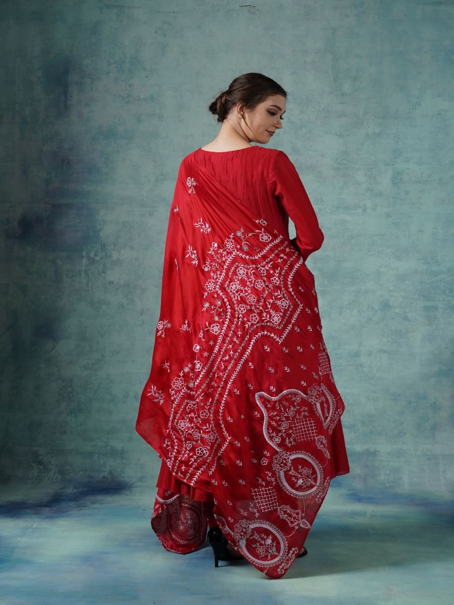 Cotton silk Anarkali with embroidered Dupatta - samantchauhan Apparel & Accessories