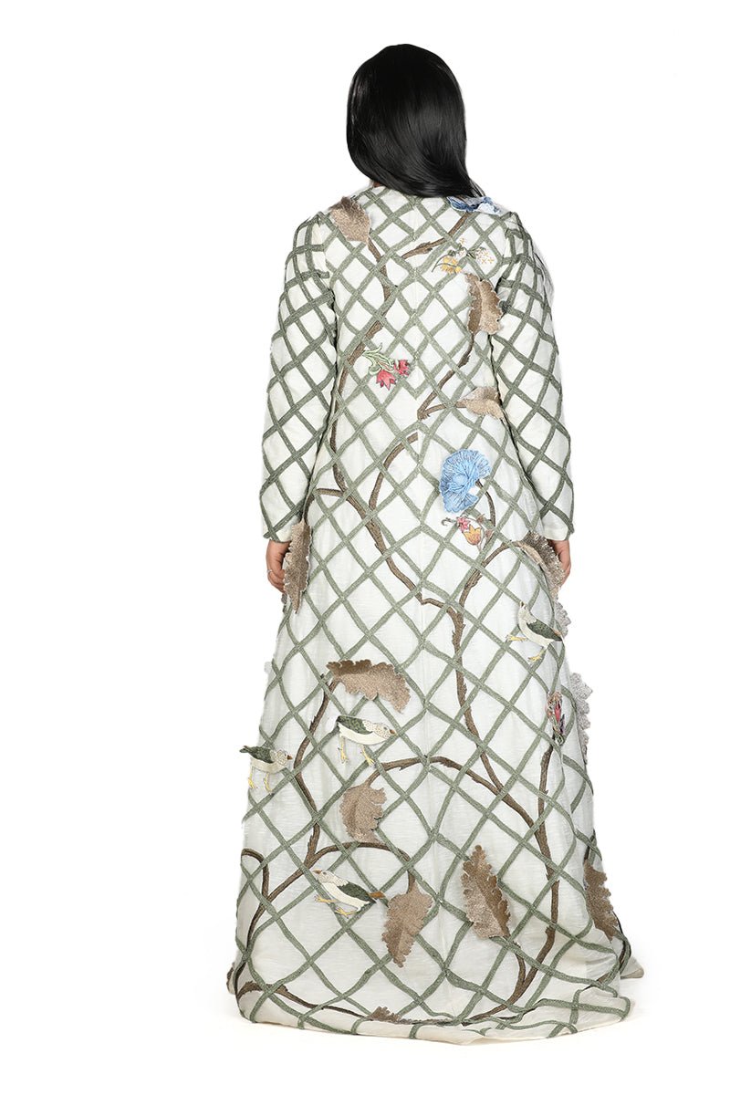 Cotton silk Jacket with a cotton slip and net ombre dress inside - samantchauhan Dresses