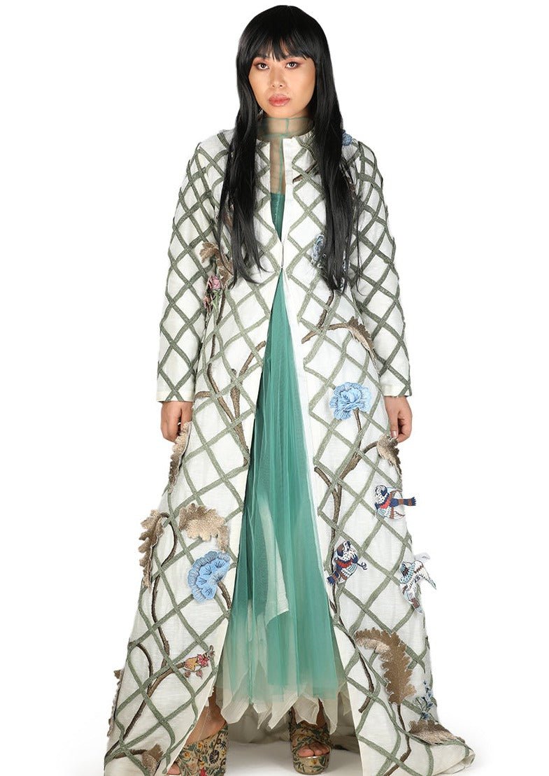 Cotton silk Jacket with a cotton slip and net ombre dress inside - samantchauhan Dresses