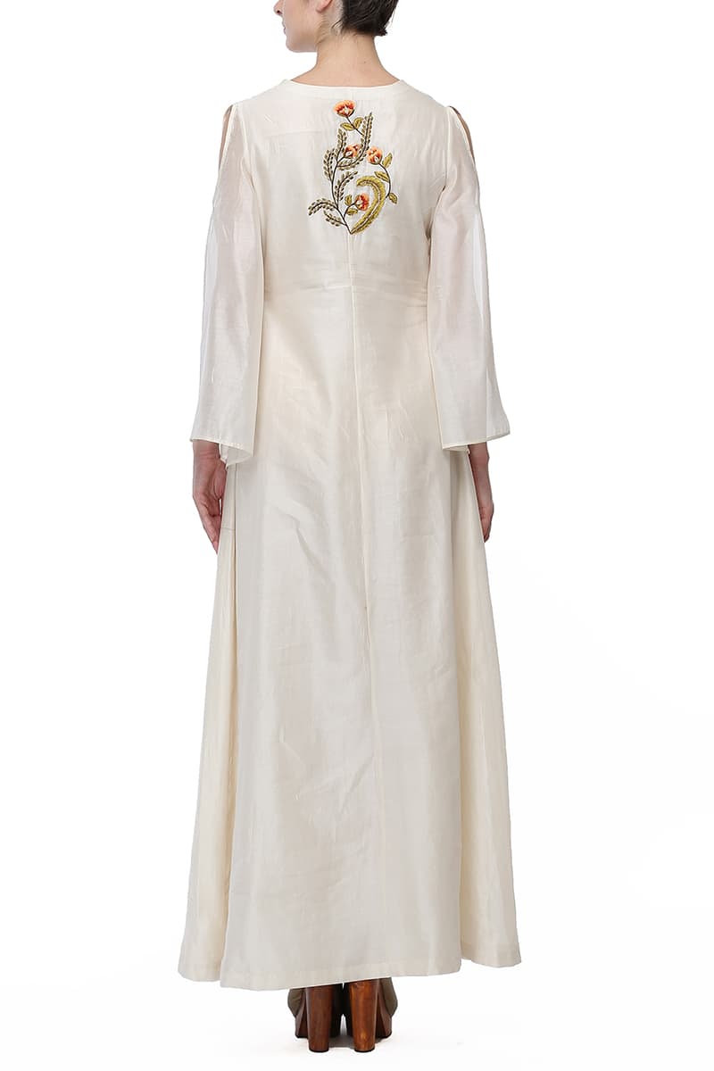 Cut - out Sleeves Embroidered Kurta - samantchauhan