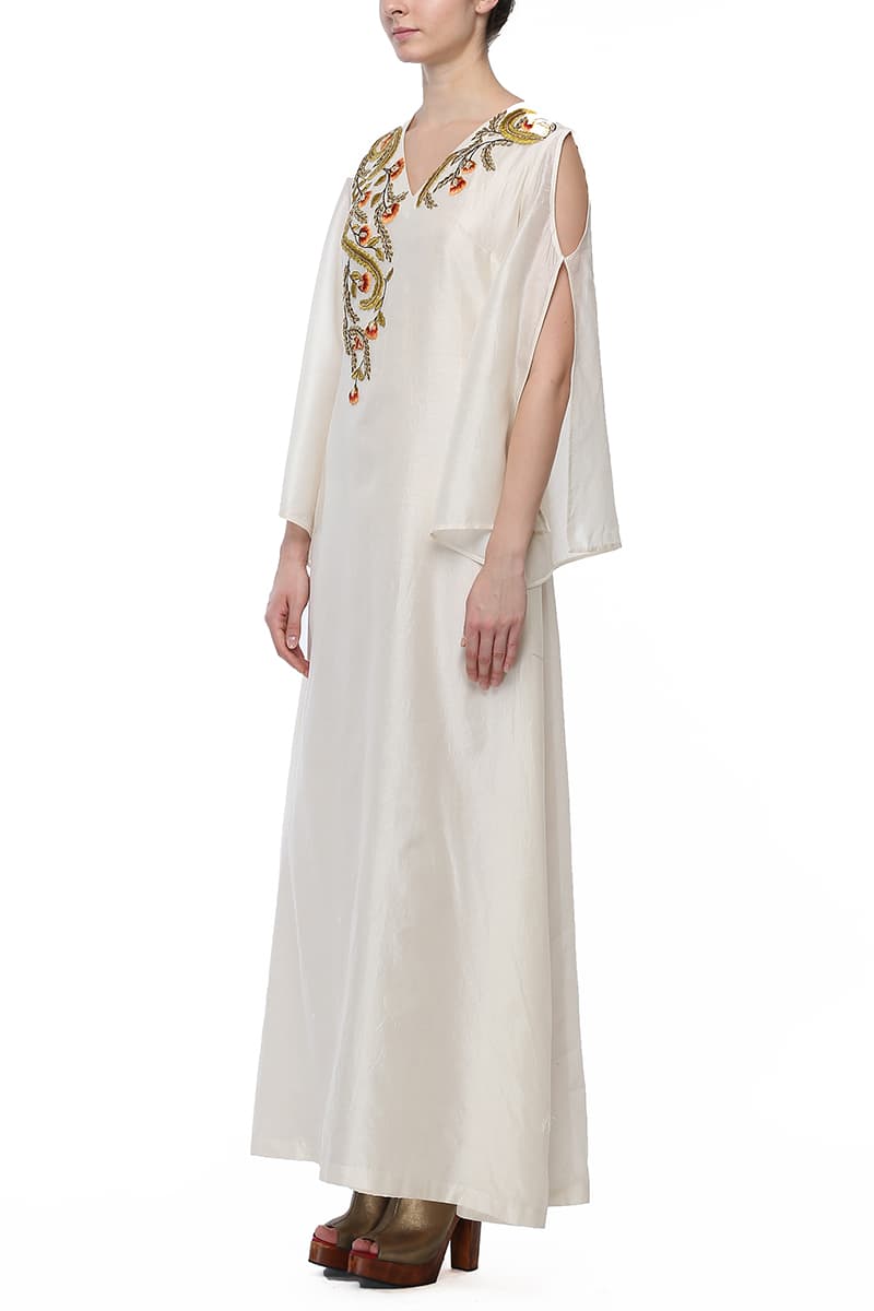 Cut - out Sleeves Embroidered Kurta - samantchauhan