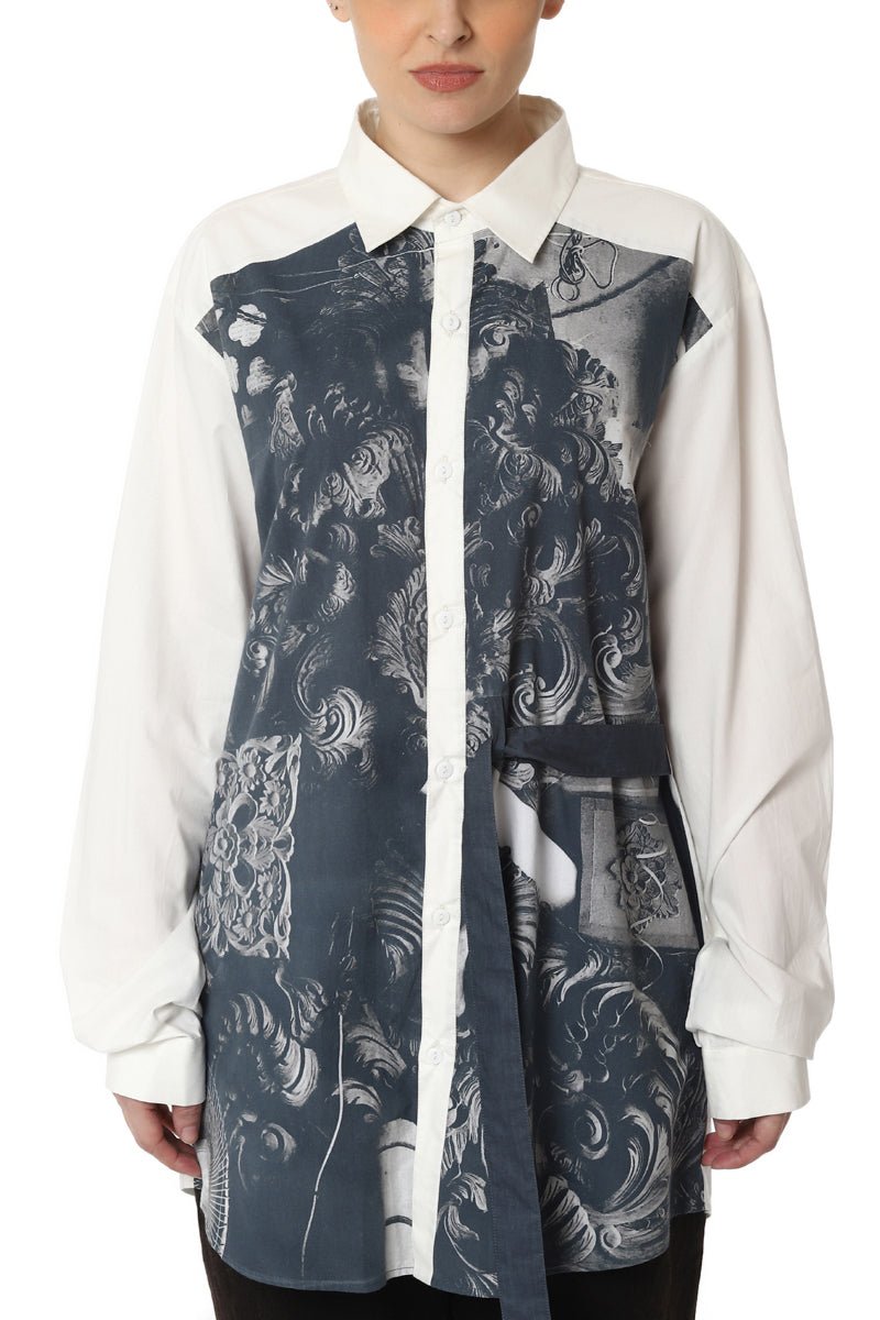 Digitally Printed Shirt with Belt Detail - samantchauhan