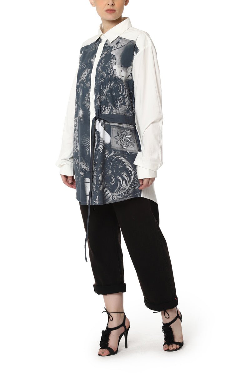 Digitally Printed Shirt with Belt Detail - samantchauhan