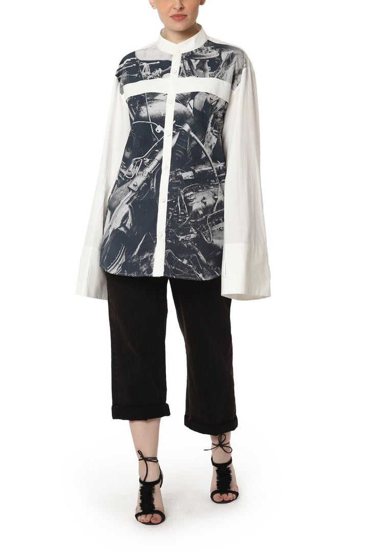 Digitally Printed Shirt with Flared Sleeves - samantchauhan