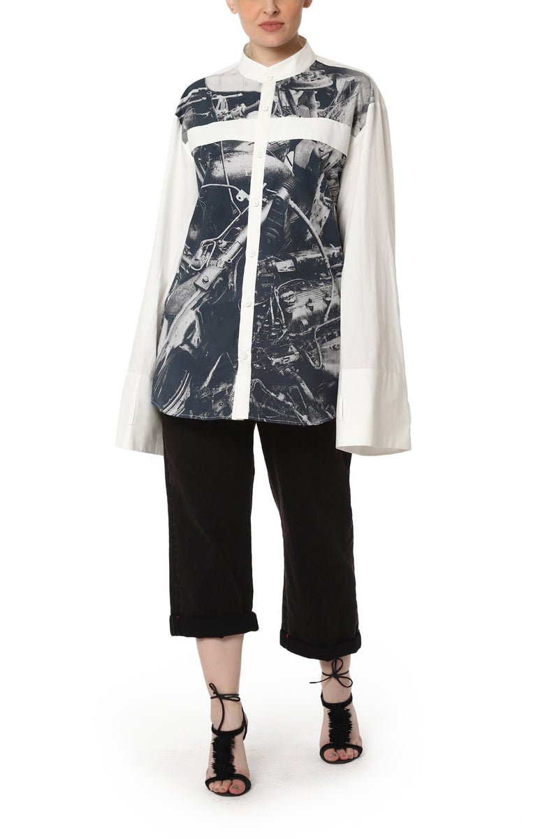 Digitally Printed Shirt with Flared Sleeves - samantchauhan