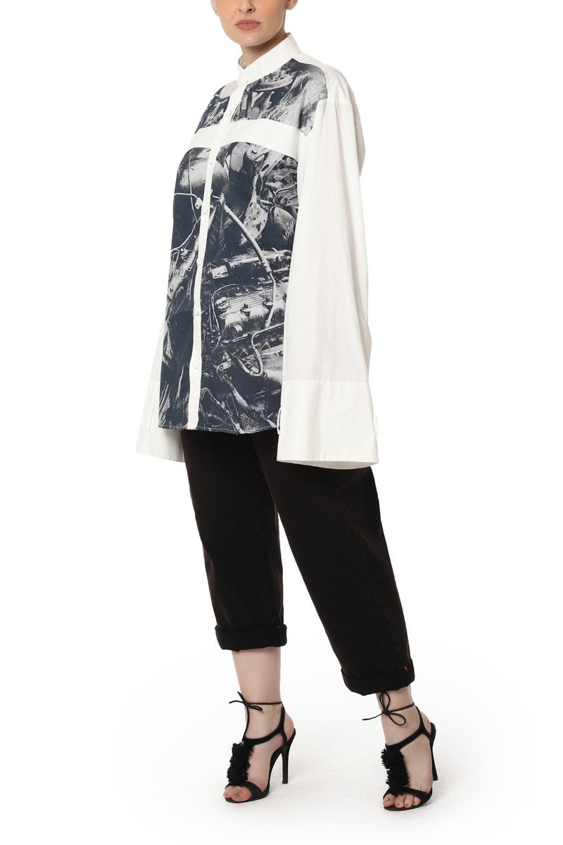 Digitally Printed Shirt with Flared Sleeves - samantchauhan