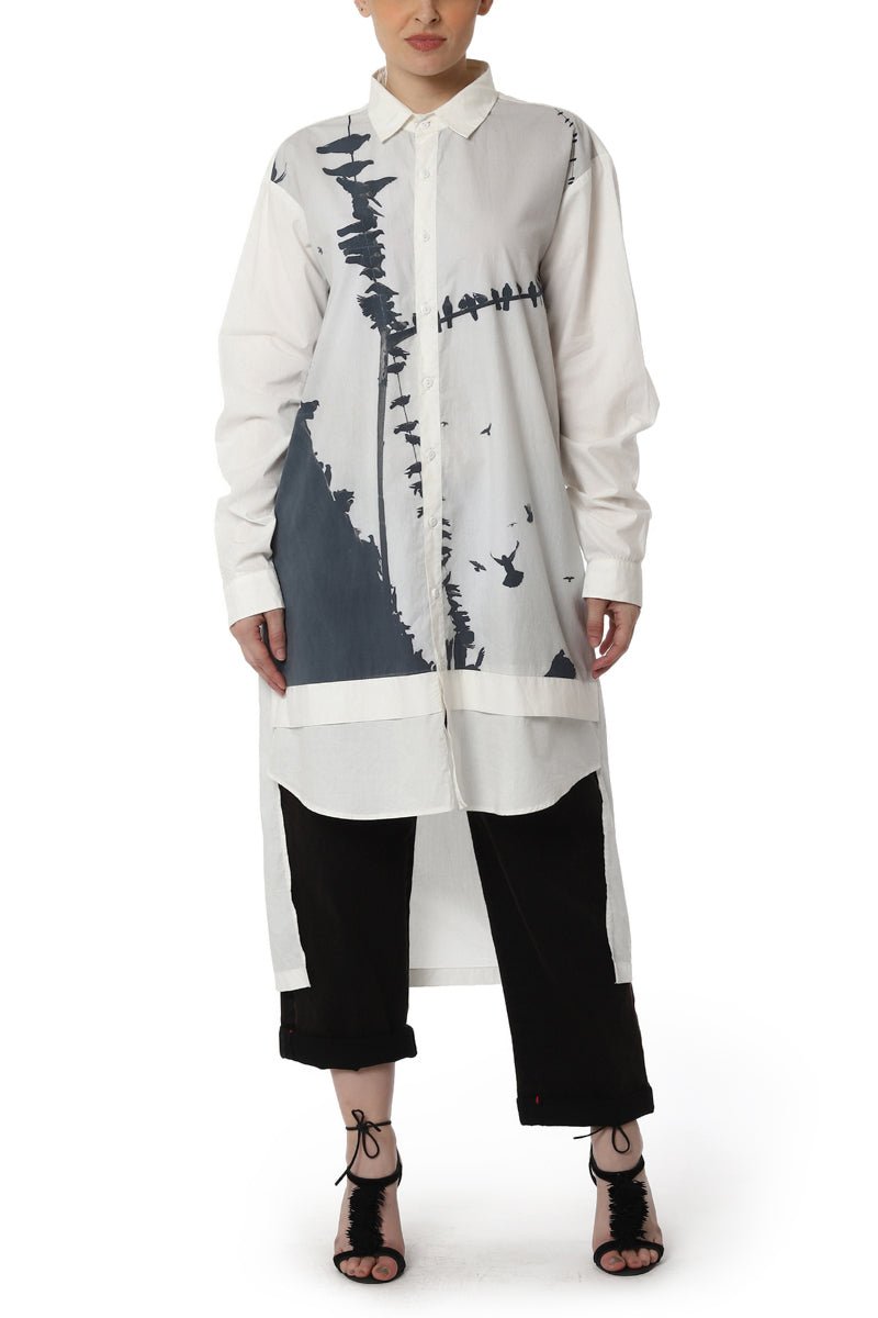 Digitally Printed Shirt with High Low Hemline - samantchauhan
