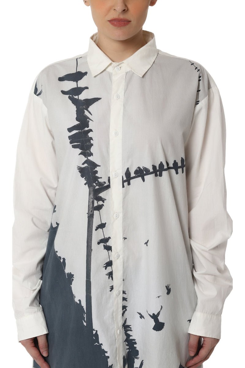 Digitally Printed Shirt with High Low Hemline - samantchauhan