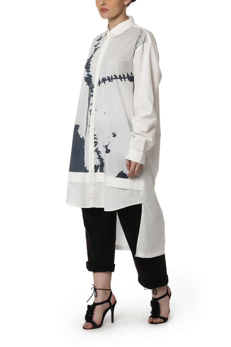 Digitally Printed Shirt with High Low Hemline - samantchauhan