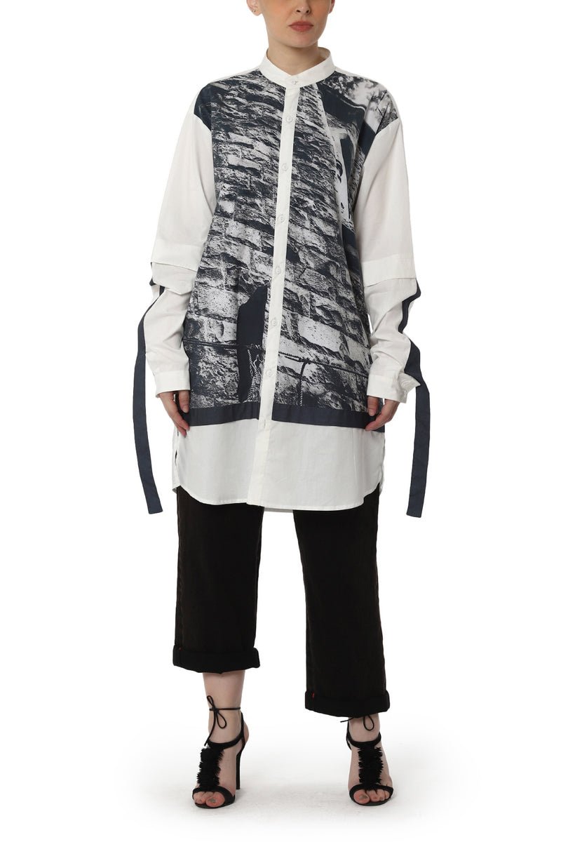 Digitally Printed Shirt with Sleeve Detailing - samantchauhan