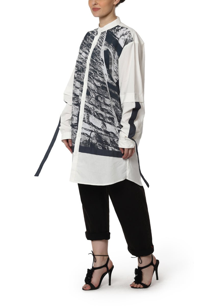 Digitally Printed Shirt with Sleeve Detailing - samantchauhan