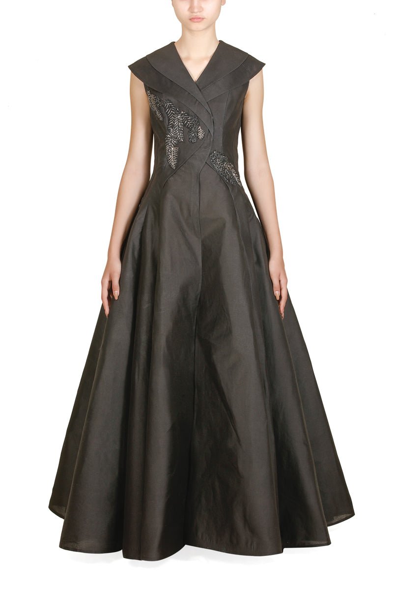 Double Lapel Embroidered Gown - samantchauhan
