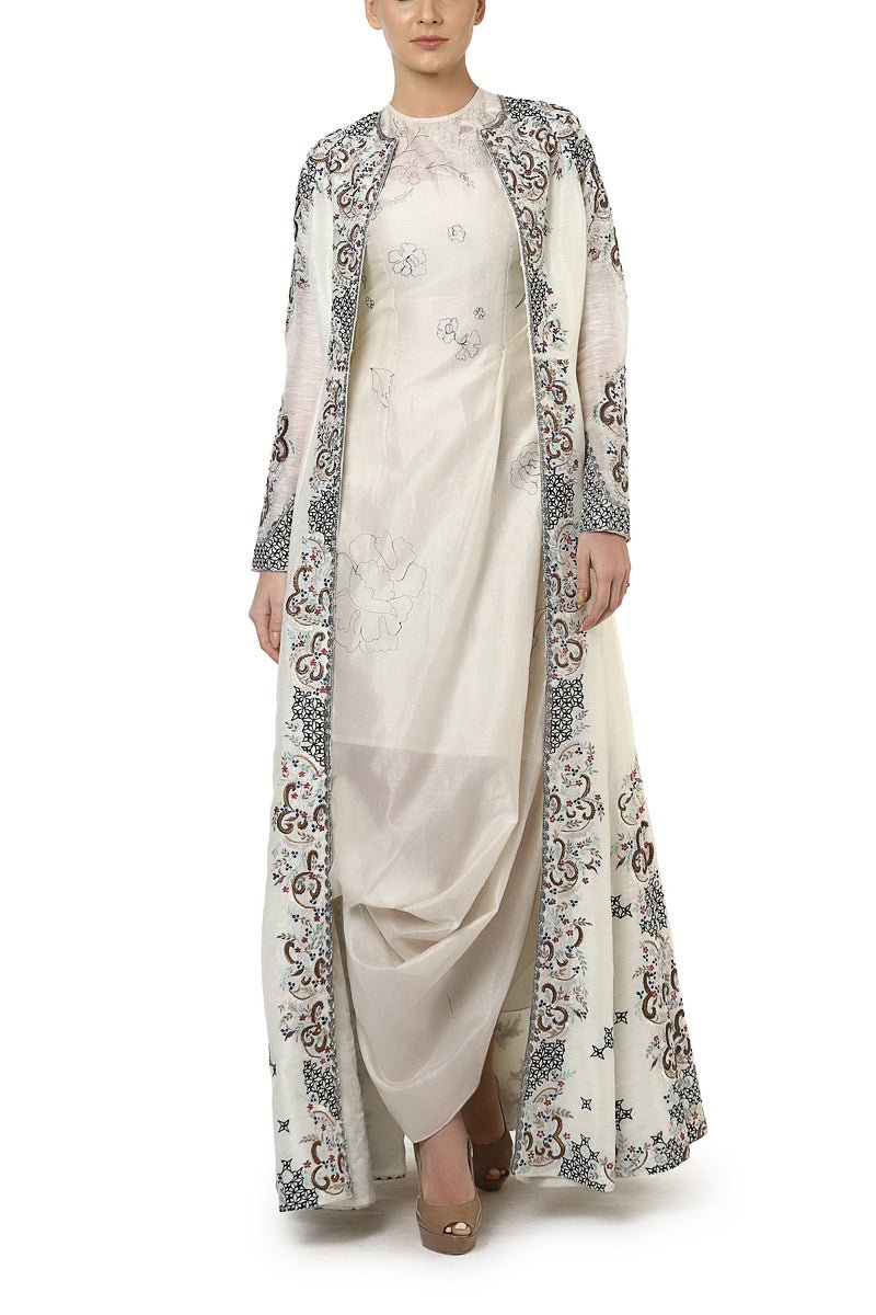 Draped Inner Dress & Long Jacket - samantchauhan